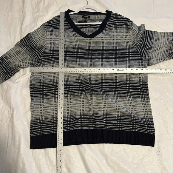 Alfani men’s Black White 100% Cotton Sweater Heavy V-Neck XXL - Picture 3 of 6